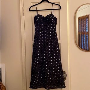 Metallic Black Polka Dot Midi Dress